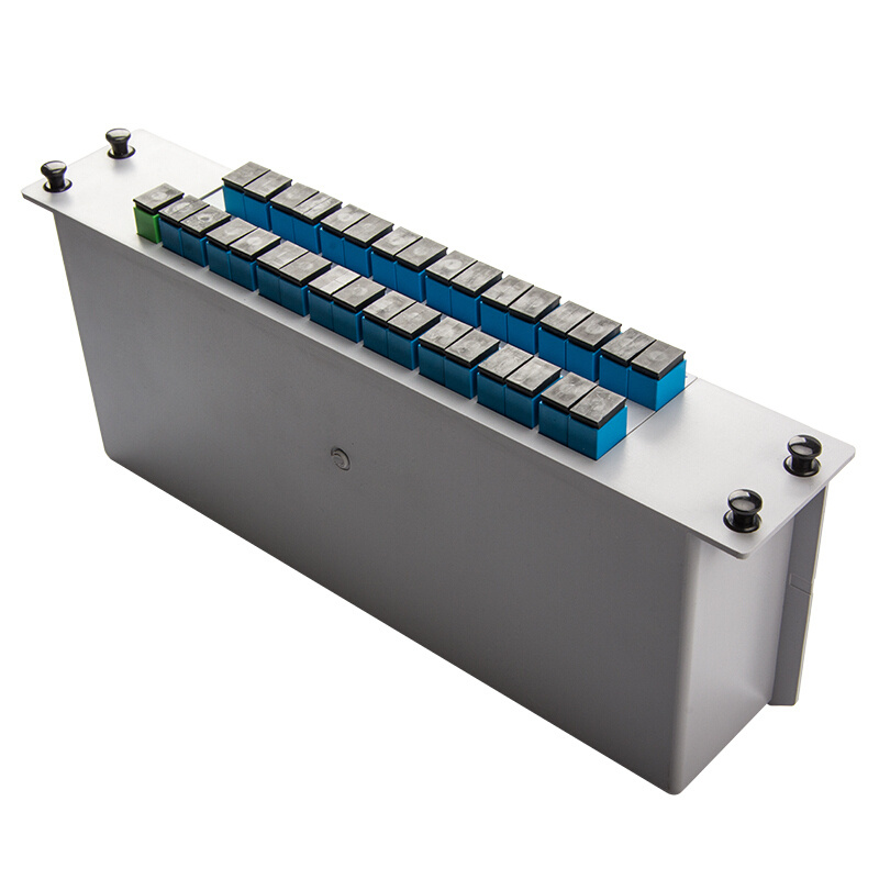 1 32 Splitter Cassette Box Inserting Type Sc APC Upc FTTH 32 Way Fiber Optic Splitter