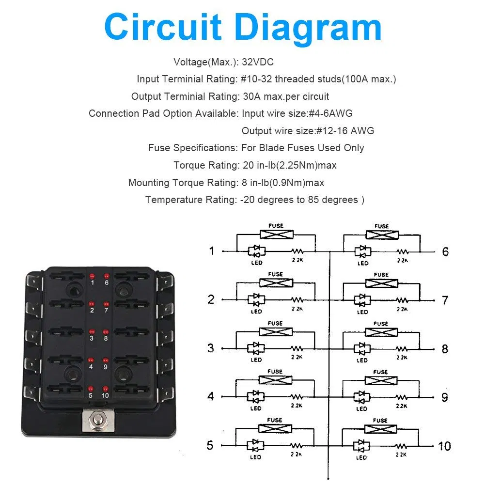10 Way Blade Fuse Box Fuse Holder Box Block Protection