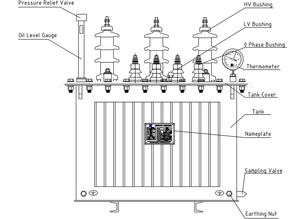 1250kVA Three Phase Full Sealed Oil Type Onan Power Distribution Transformer