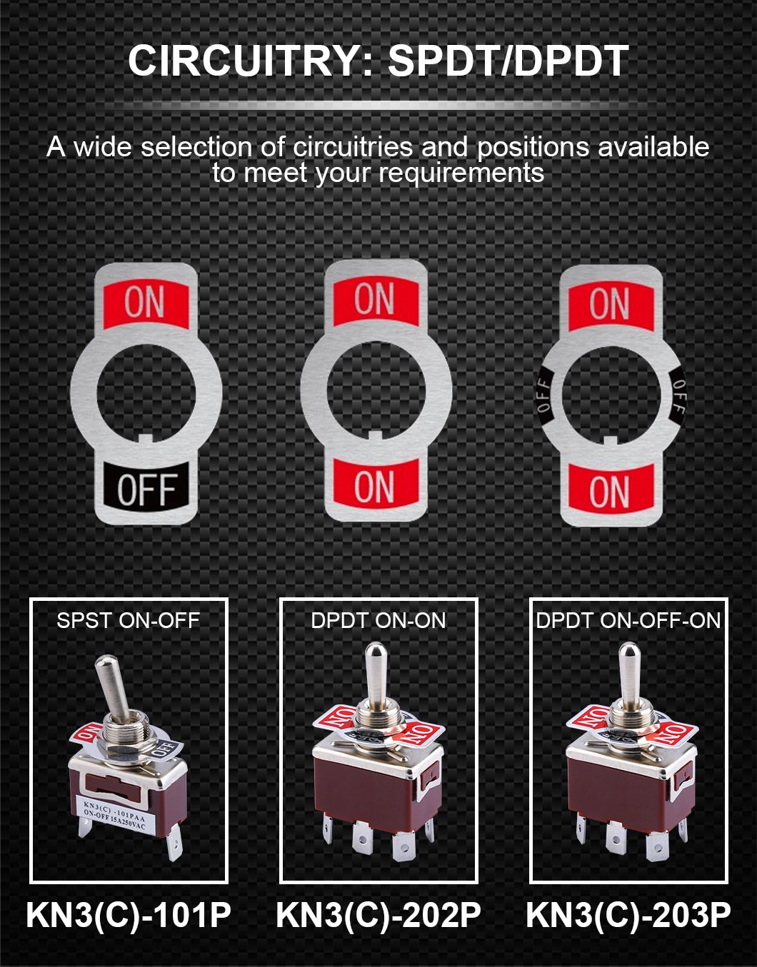 12mm on-off Latching 2 Positions Dpdt Double Pole Double Throw 2 Pin 15A 250VAC Car Toggle Switch