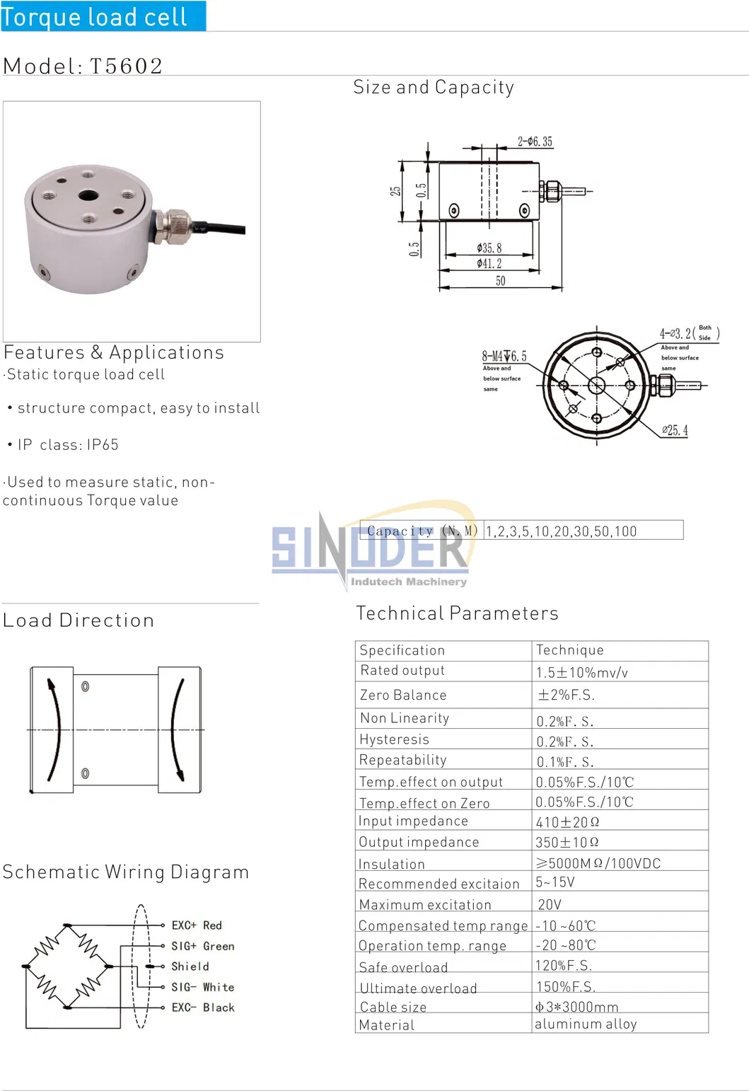 1nm to 100nm Static Torque Load Cell