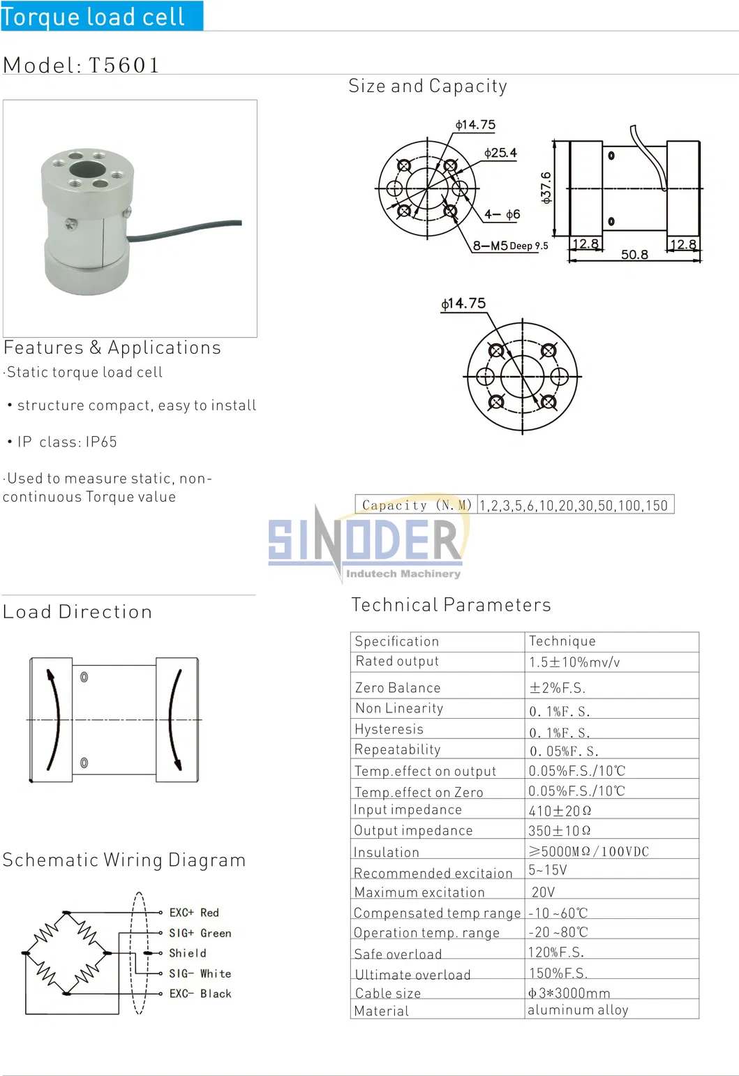 1nm to 150nm Static Torque Load Cell