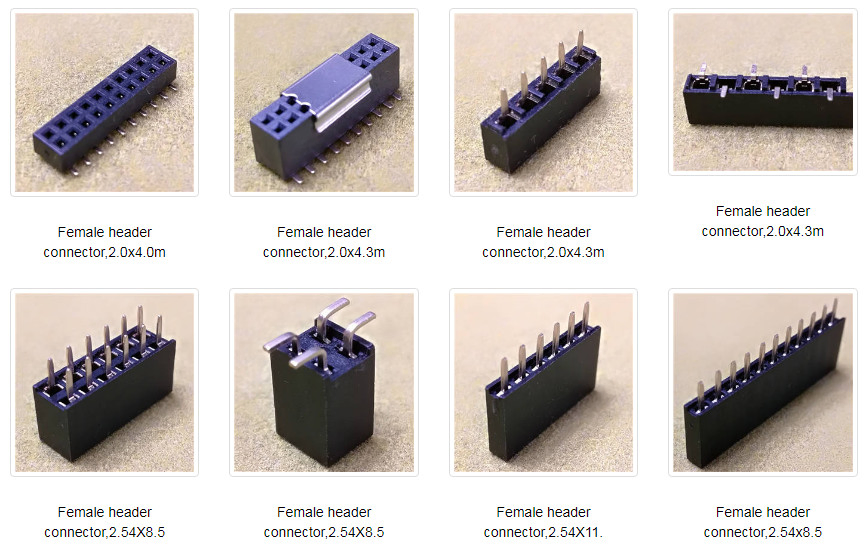 2.0 2.54mm Pitch Single Double Row 90 180 Degree PCB Female Pin Header Connector 8.4mm Height Female Header Connector