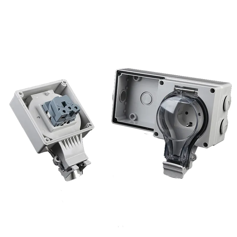 2 Gang IEC60884 Schuko IP66 Outdoor Weatherproof Wall Socket