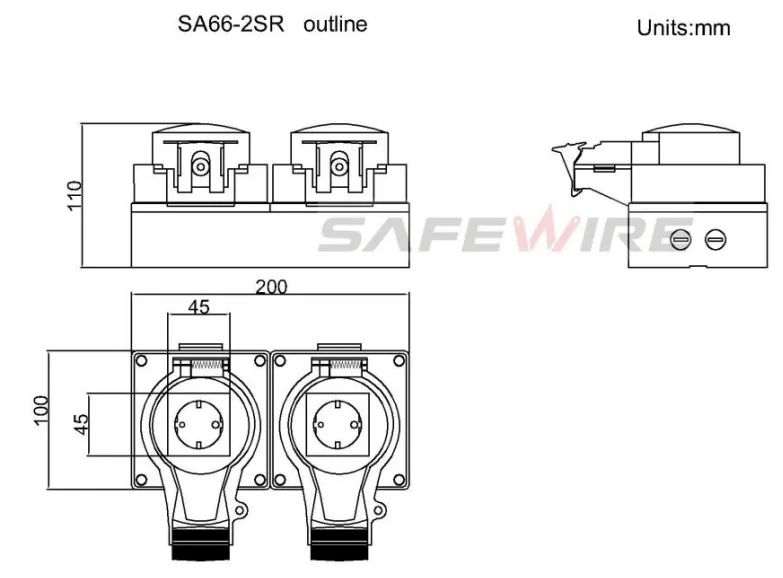 2 Gang IEC60884 Schuko IP66 Outdoor Weatherproof Wall Socket