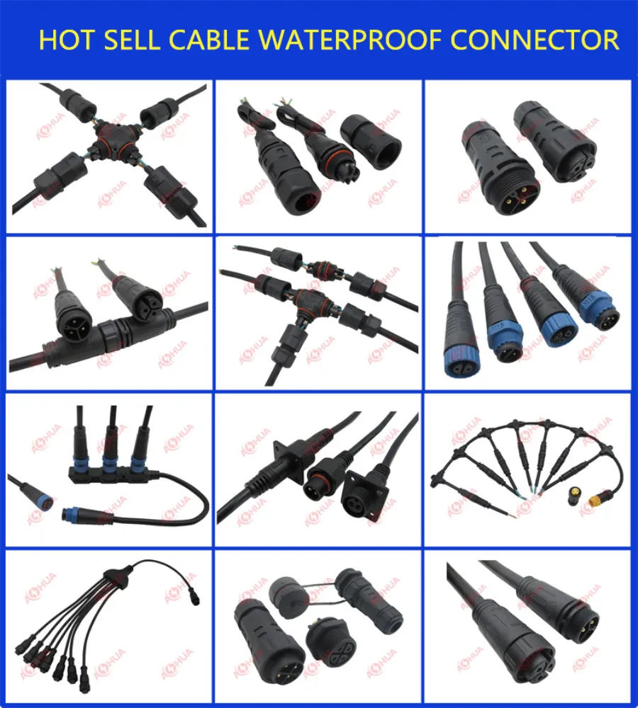 2 Pin LED Power Cable Waterproof Signal DC Connector M13