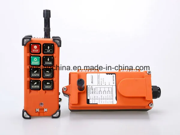 220V 2 Transmitter with 1 Receiver 6 Single Speed Push Button Wireless Remote Control for Grab Crane, Overhead Crane, Single Gider Crane