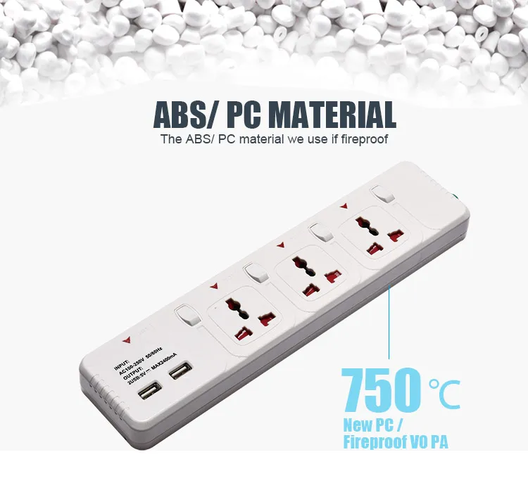 2400mA Hospital Poka 1PC/Blister Card, 24PCS/Carton Power Strip Extension Switch Socket