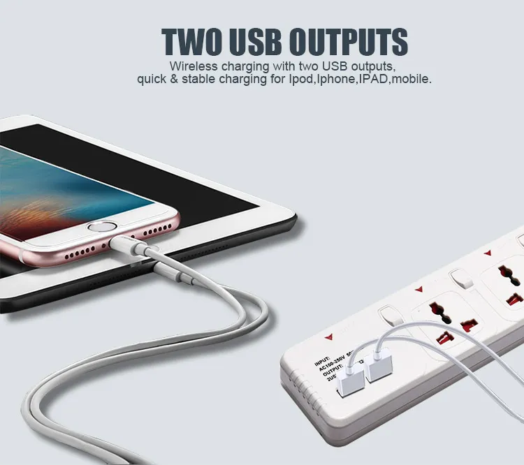 2400mA Hospital Poka 1PC/Blister Card, 24PCS/Carton Power Strip Extension Switch Socket