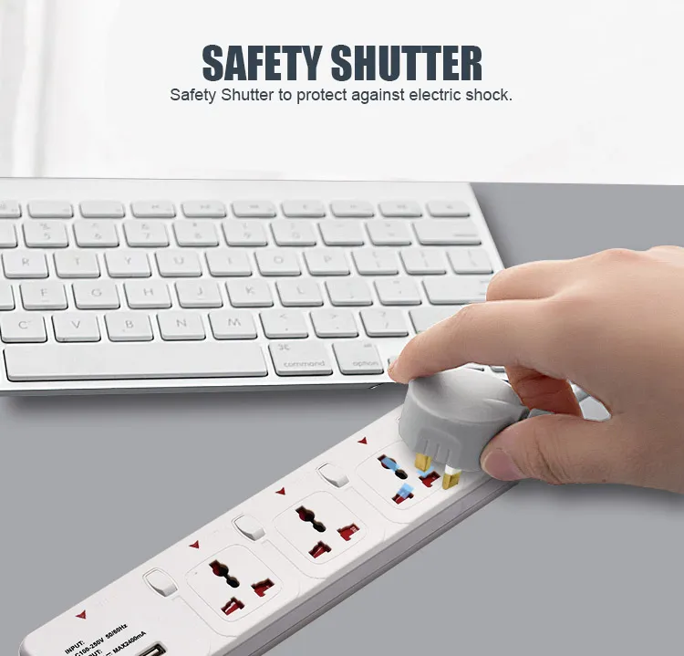 2400mA Hospital Poka 1PC/Blister Card, 24PCS/Carton Power Strip Extension Switch Socket