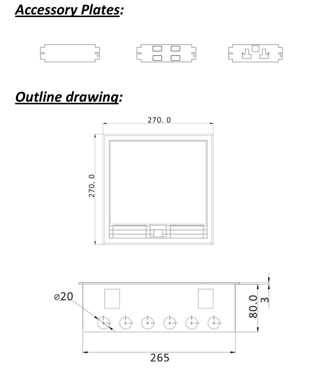 3 Compartments Junction Box / Raised Floor Socket /Audio Visual Sockets