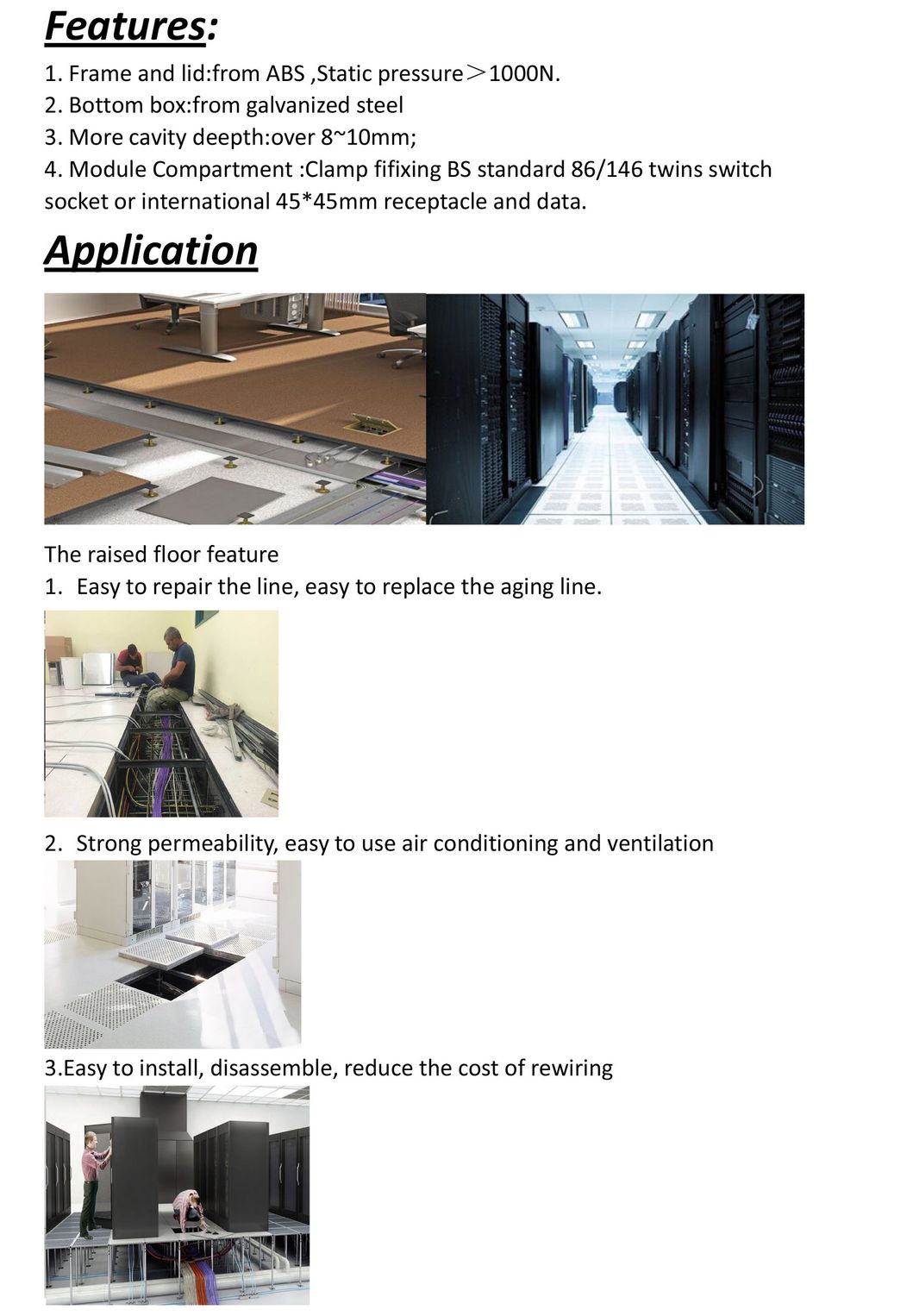 3 Compartments Junction Box / Raised Floor Socket /Audio Visual Sockets