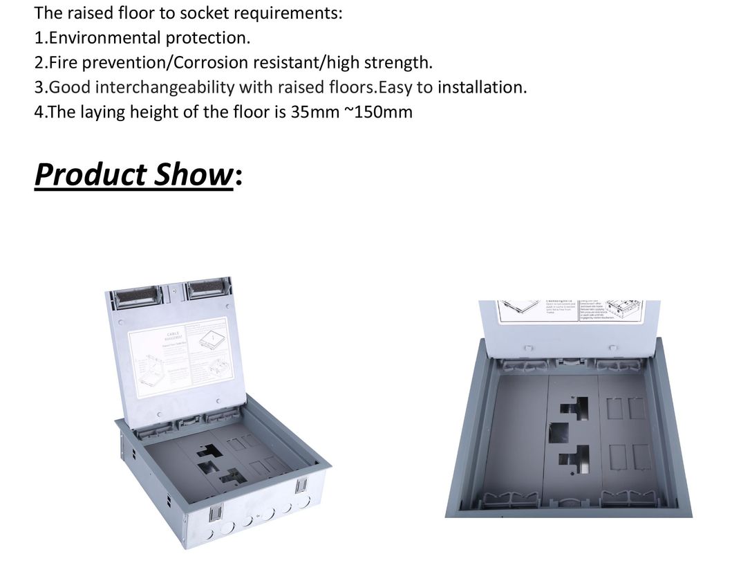 3 Compartments Junction Box / Raised Floor Socket /Audio Visual Sockets