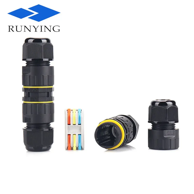 3 Pin Screwless Waterproof LED Outdoor Lighting Connector IP68 Waterproof 5-12mm/10-14mm Electrical Cable Junction Box