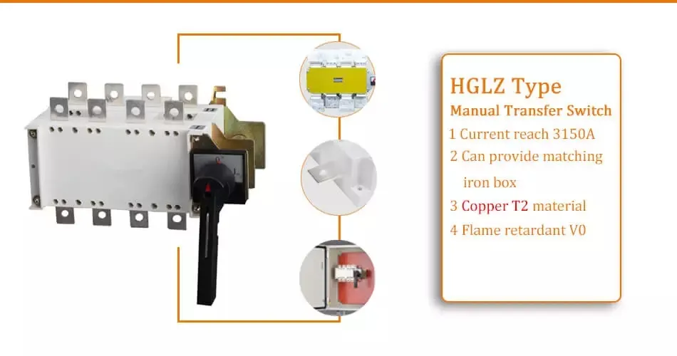 3p 4p Electric 1600A Manual Transfer Switch (MTS)