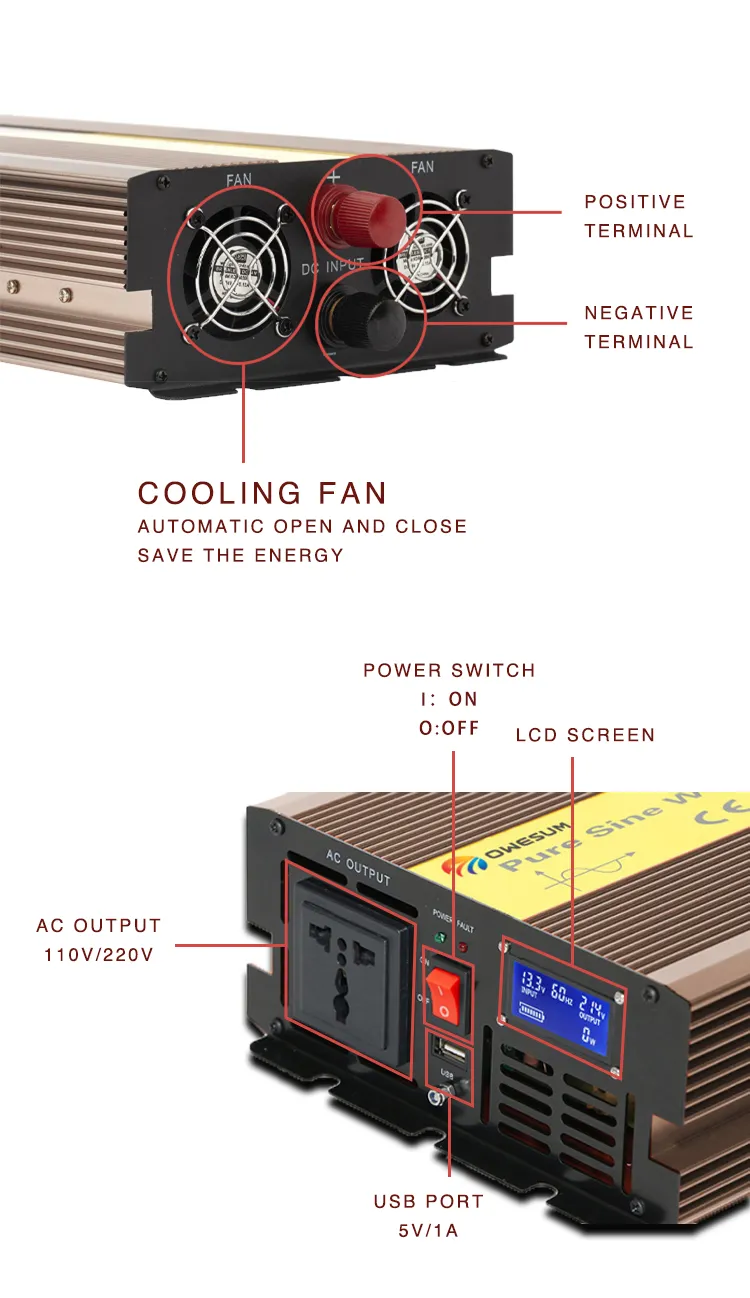 500W on Line UPS 220V Inverter DC to AC Inverter for Battery Charger