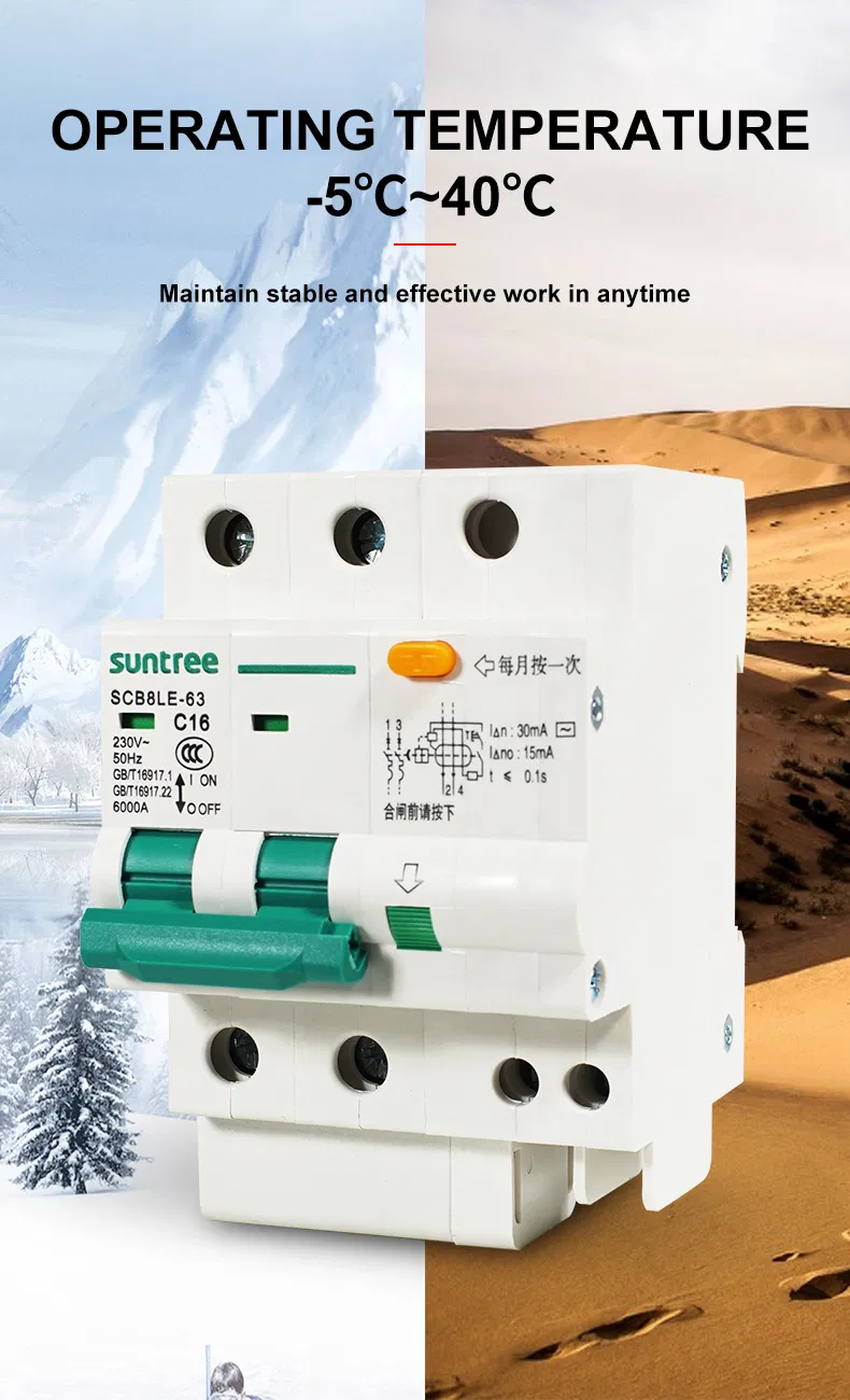 AC Earth Leakage Circuit Breaker Device Single Phase C Curve 20AMP ELCB/RCCB/RCD/MCB Price