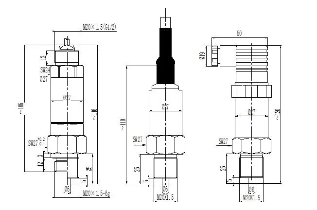 Analog 4~20mADC Piezoresistive Stainless Steel Water Hydropower Pressure Sensor MPM489