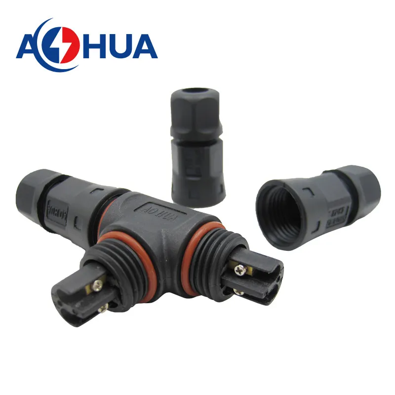 Aohua T Type 2 Pin IP67 Electrical Connector for Outdoor LED Light