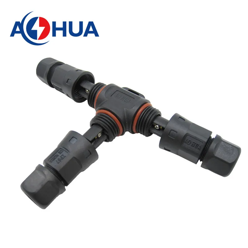 Aohua T Type 2 Pin IP67 Electrical Connector for Outdoor LED Light