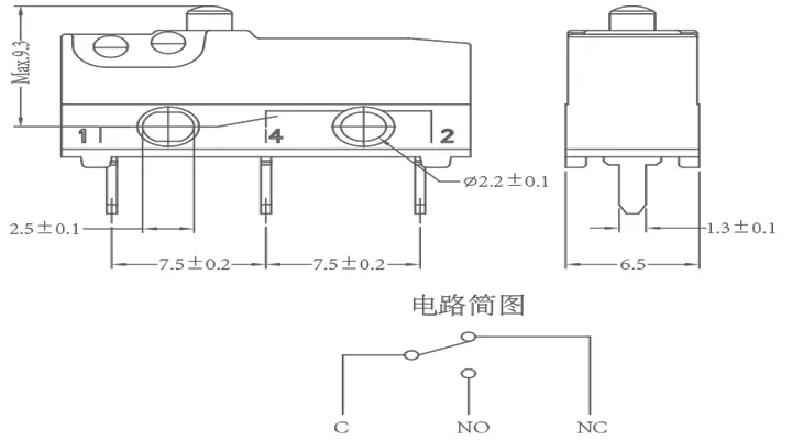 Approved dB2 Spdt Mini Cherry Micro Switch T125 5e4 with PCB Terminal