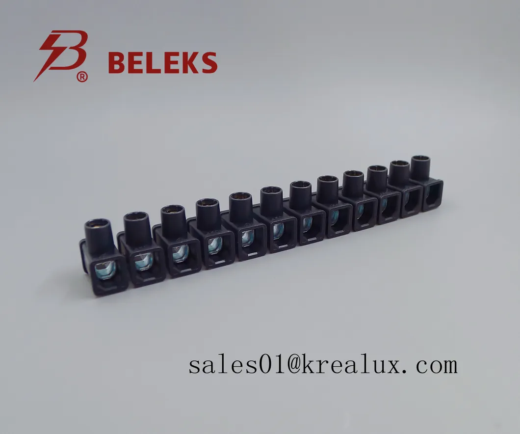 Beleks/Krealux T12A-12s (P) VDE 12 Ports/Poles/Ways Screw-Fixed Terminal Block/Strip/Barrier