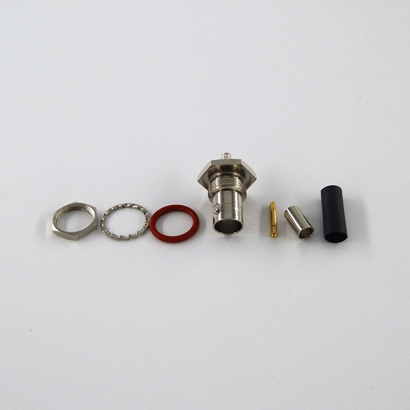 BNC Female Bulkhead Crimp RF Coaxial Connector for Flex-3 Cable