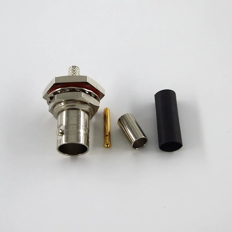 BNC Female Bulkhead Crimp RF Coaxial Connector for Flex-3 Cable