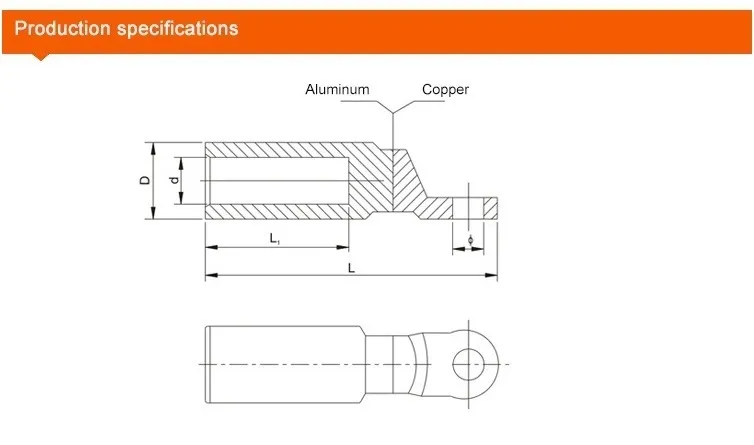 Cal-a 70mm2 Al Cu Welding Bimetal Cable Lugs