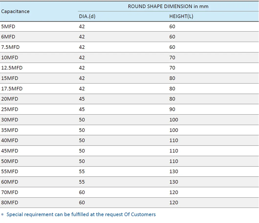 Cbb65 450V Air Conditioner Capacitor Metal Case Terminal Type with Bolt