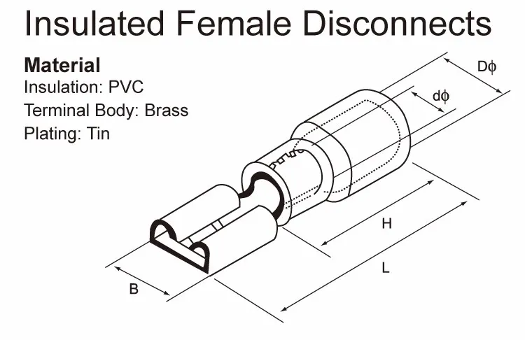 Ce RoHS FDD Insulated Female Disconnects