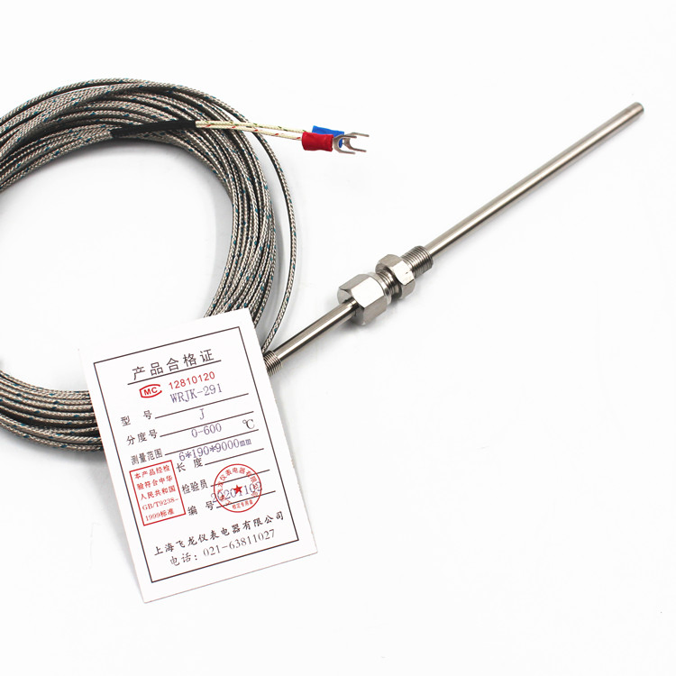 China Factory Feilong Brand Wrjk- 291 J Type 0-600c SS304 Probe Thermocouple K/J Type Temperature Sensor with 9m Wire