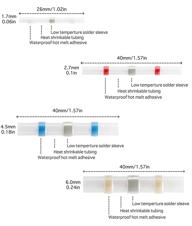 Chinese Direct Factory Heat Shrink Solder Butt Connectors with Ce RoHS