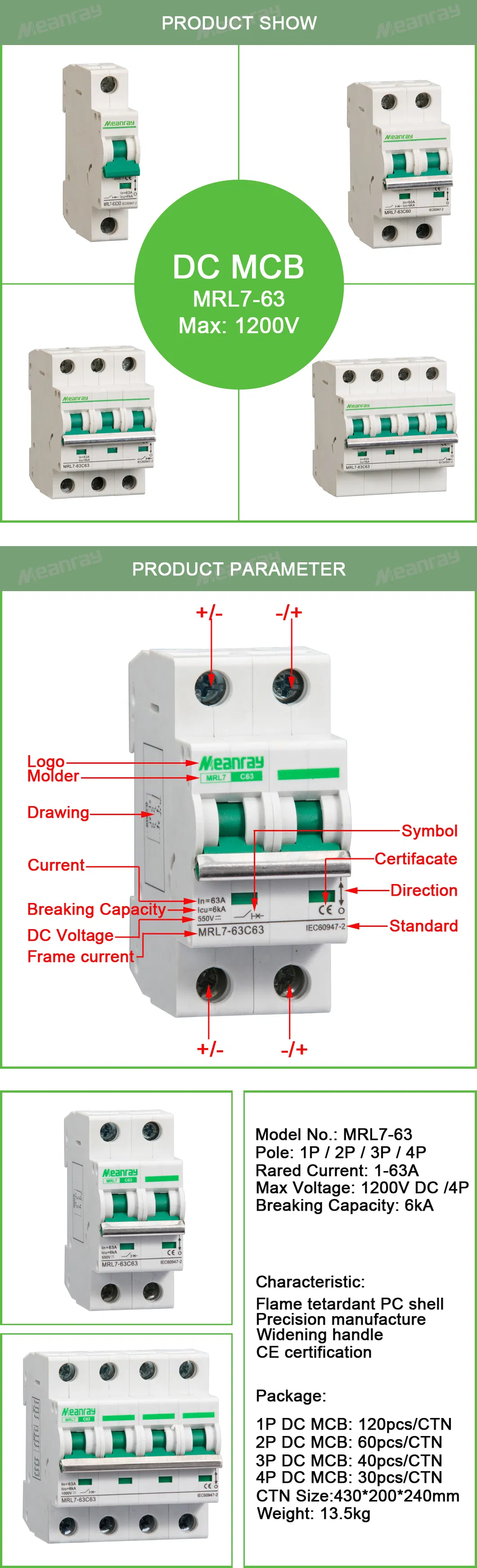 Circuit Breaker Mini Switch Air Switch PV MCB DC Circuit Breaker