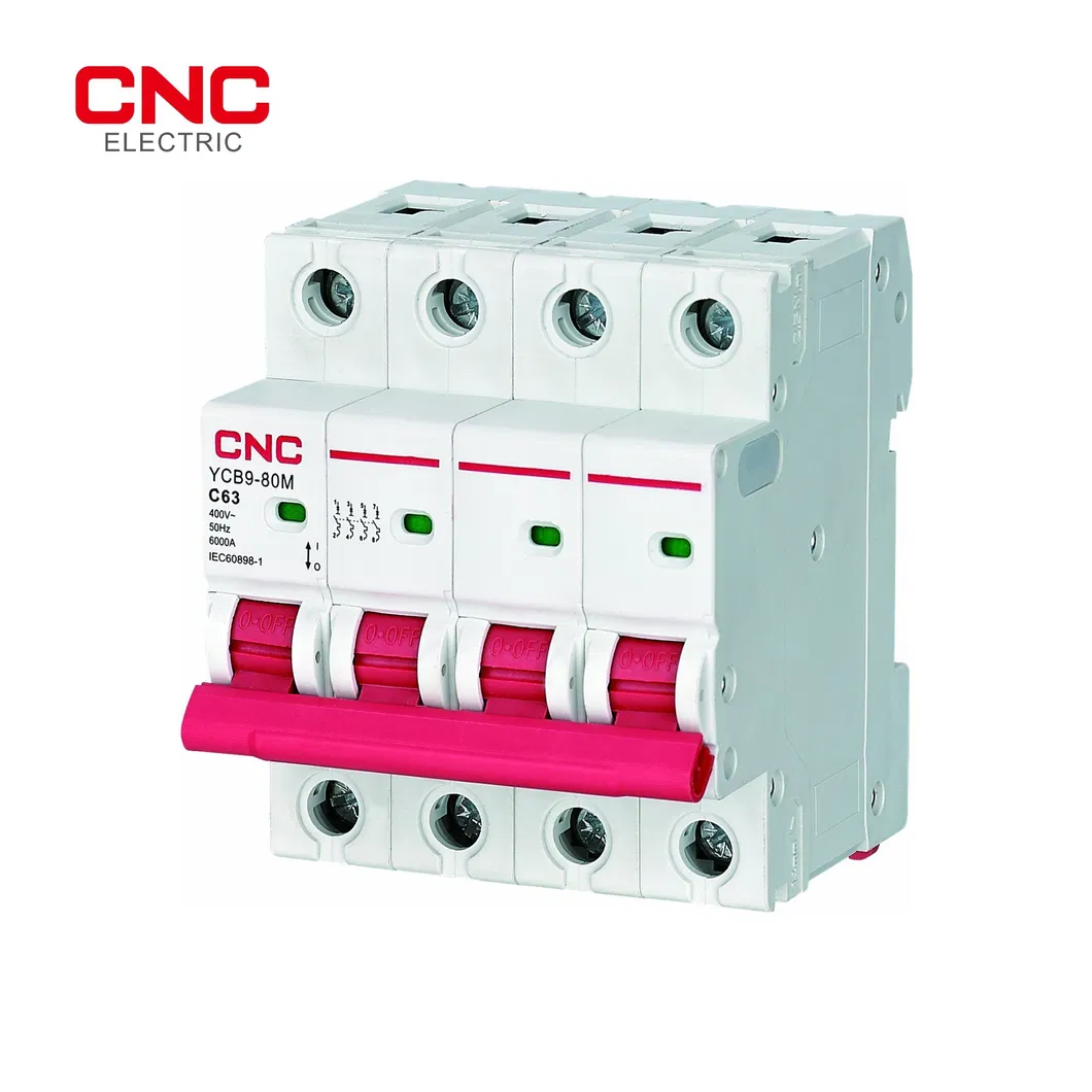 CNC Ycb9-80m 63A C Type 1p 10ka 230V 50Hz Miniature Circuit Breakers MCB