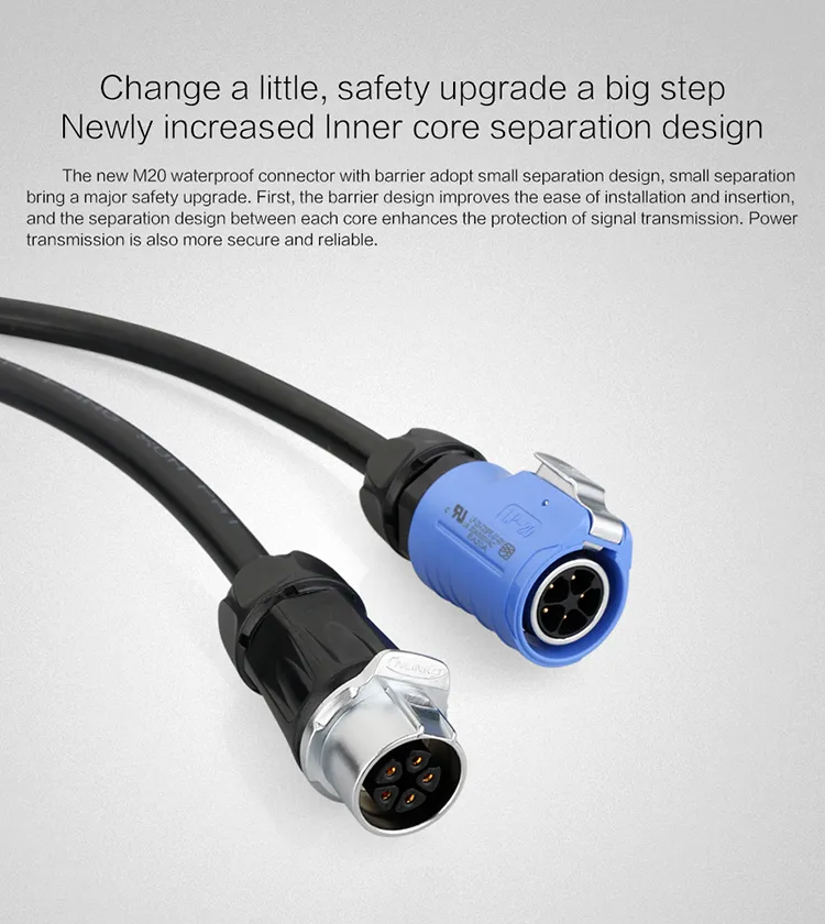 Cnlinko 3pin Circular Electrical Power Connector M20 Plug Rear Lock Panel