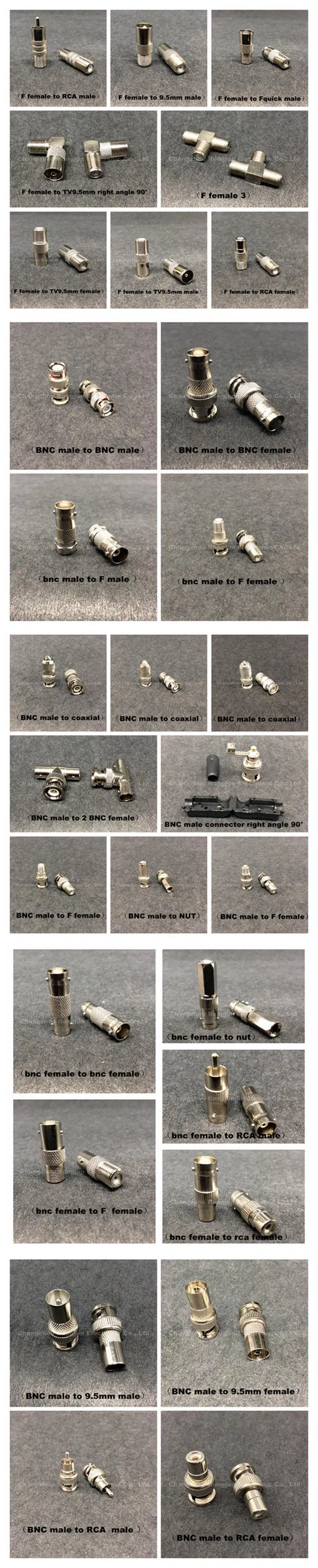 Coaxial BNC Male to 9.5mm TV Male RF F Connector