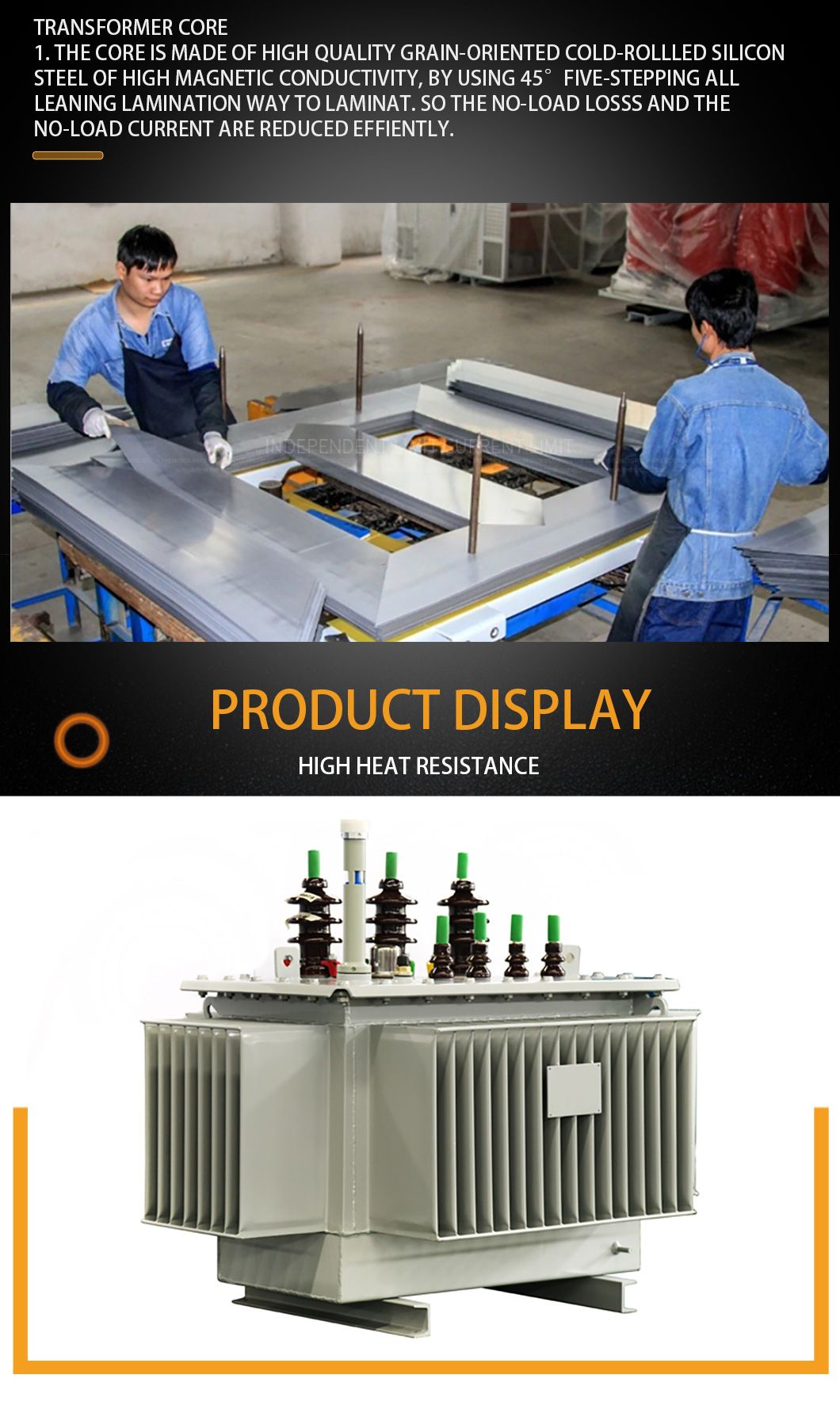 Distribution Electric Power Transformer Three Phase Step Down 50kVA 100 kVA 125kVA 11 Kv Oil-Immersed