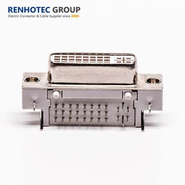 DVI 24pins Right Angle RoHS Standard Hole Through DVI Cable Connector