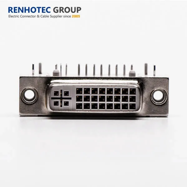 DVI 24pins Right Angle RoHS Standard Hole Through DVI Cable Connector