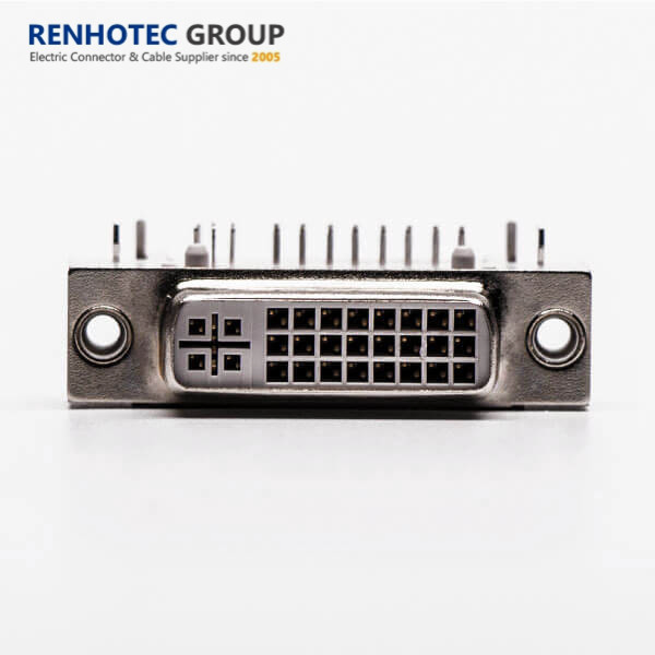 DVI 24pins Right Angle RoHS Standard Hole Through DVI Cable Connector