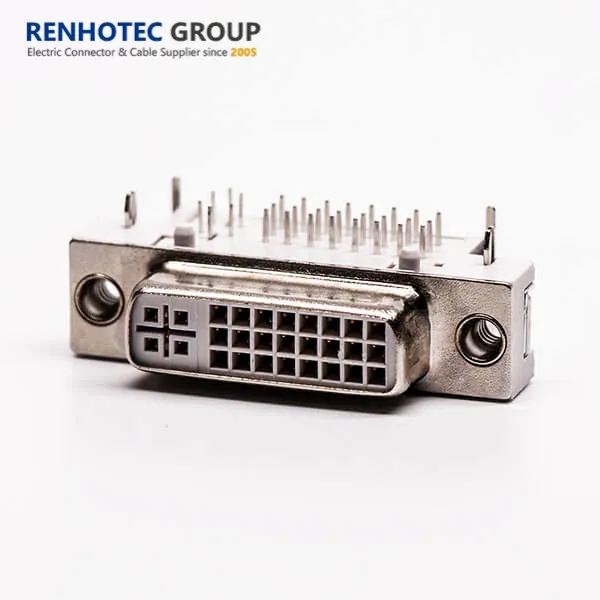 DVI 24pins Right Angle RoHS Standard Hole Through DVI Cable Connector