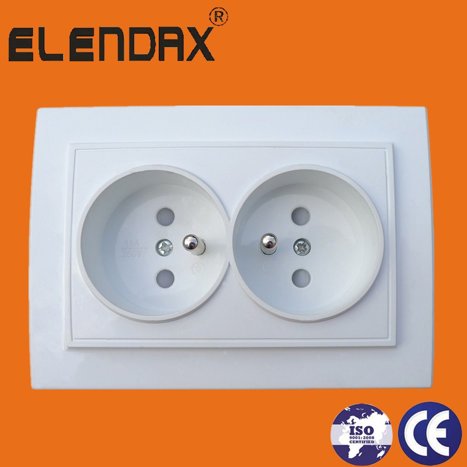Elendax 16A French Standard, Wall Electric / Power Double Socket (F8210F)
