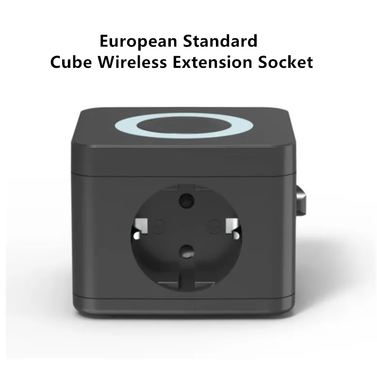 EU Standard Desktop Power Strips Extension Switched Socket with Wireless Charger