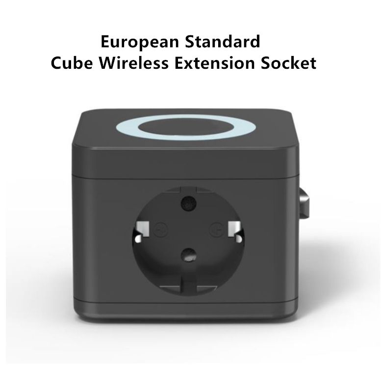 EU Standard Desktop Power Strips Extension Switched Socket with Wireless Charger