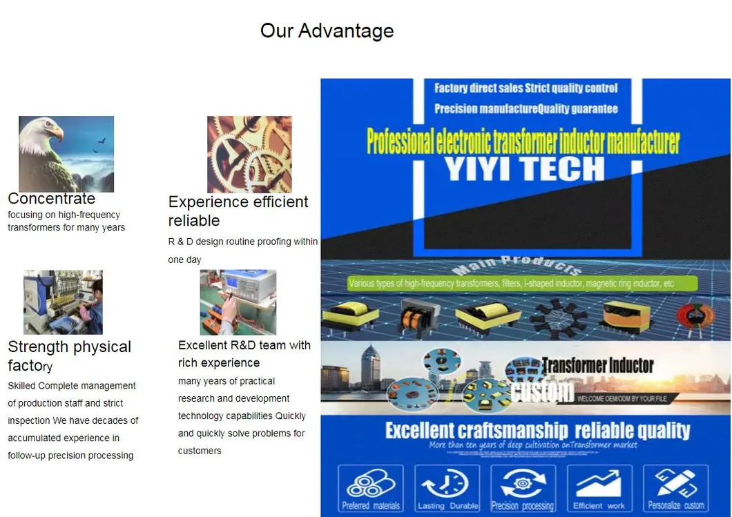 Factory Customized High Permeability Ep Type Bobbin Ferrite Core High Frequency Power Electrical Transformer