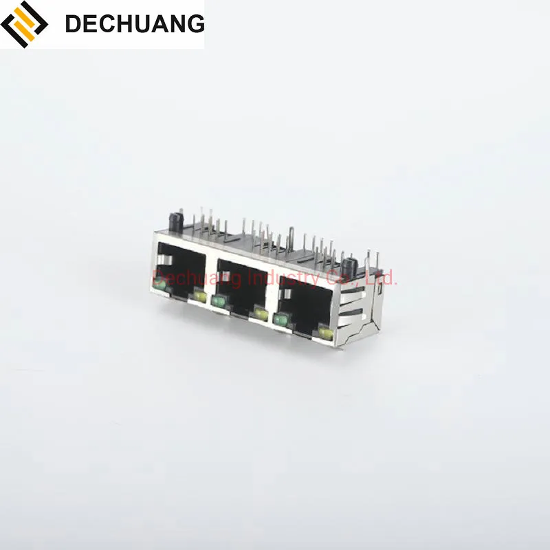 Female to Male Tab up 1*3 Port RJ45 Connectors 3 Ports Light Pipes for 5g Base - T Ethernet with Transformer and LED Model