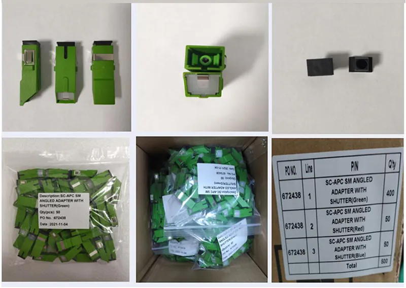 Fiber Optic Adapter Flat Connector E2000 APC to E2000 APC 9 / 125μ M Sx with Ceramic Sleeve