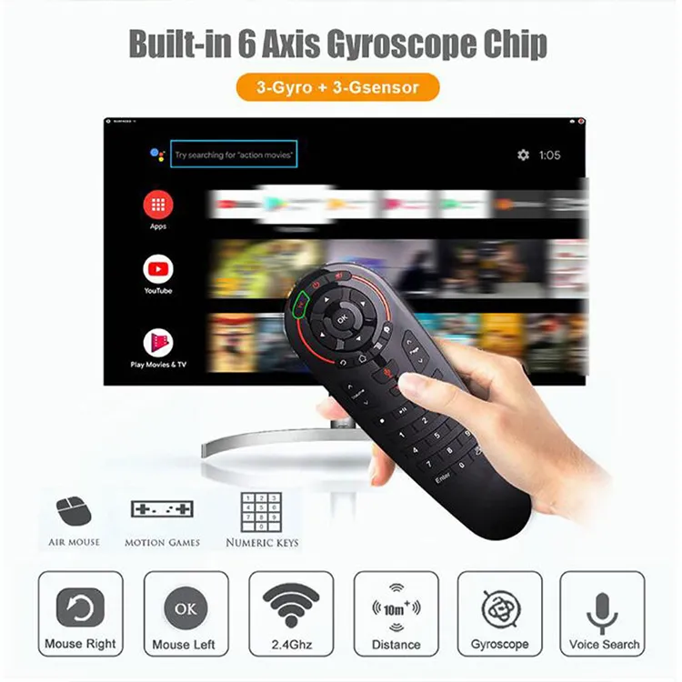 G30s Voice Air Mouse 33 Keys IR Learning 2.4G Wireless Remote Keyboard Smart Voice for Android TV Box X96q Game PC