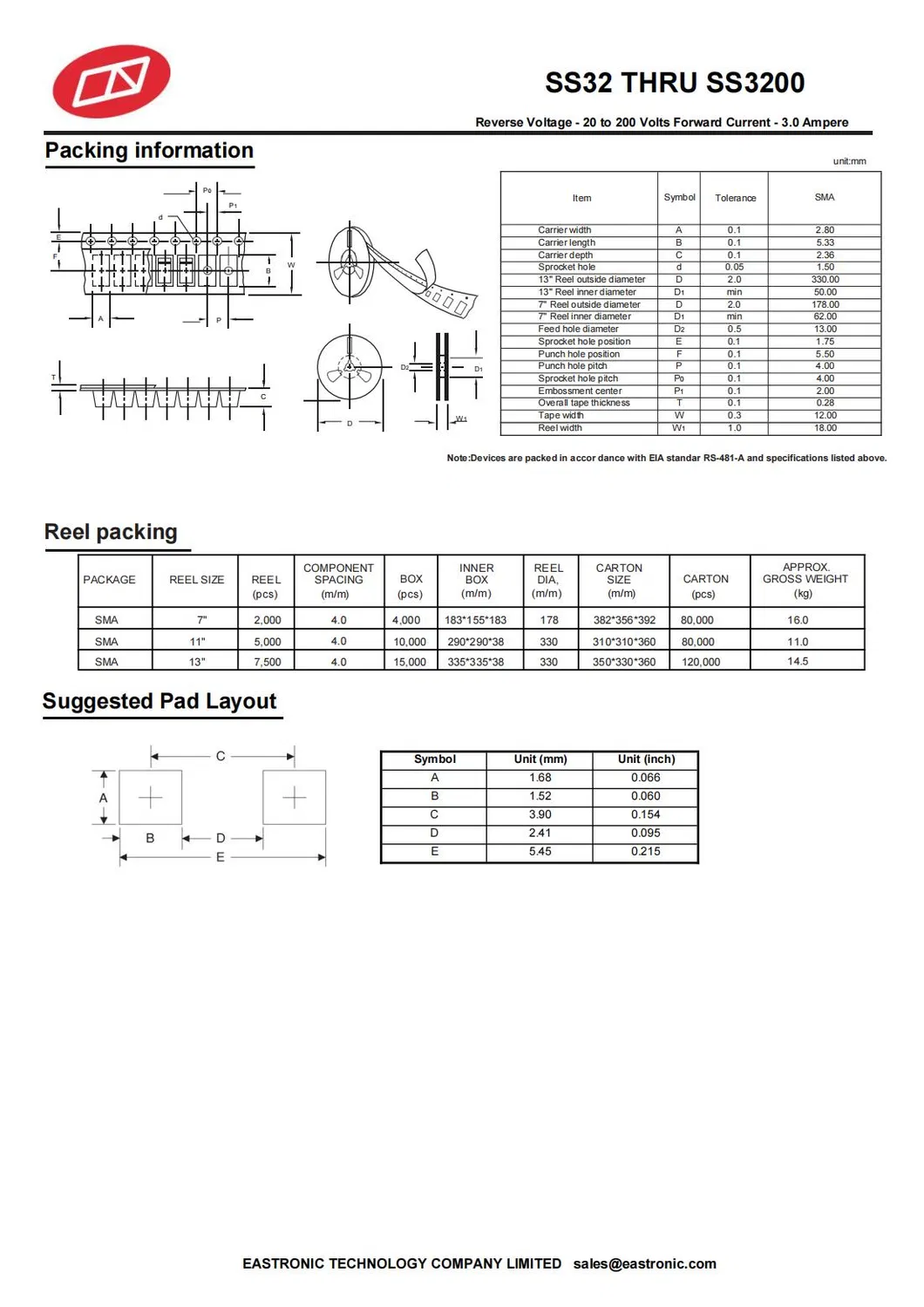 Good Quality Schottky Diode SS34 SMA(DO-214AC) 3A 40V Big Current